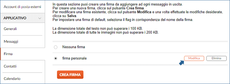 modifica firma personale