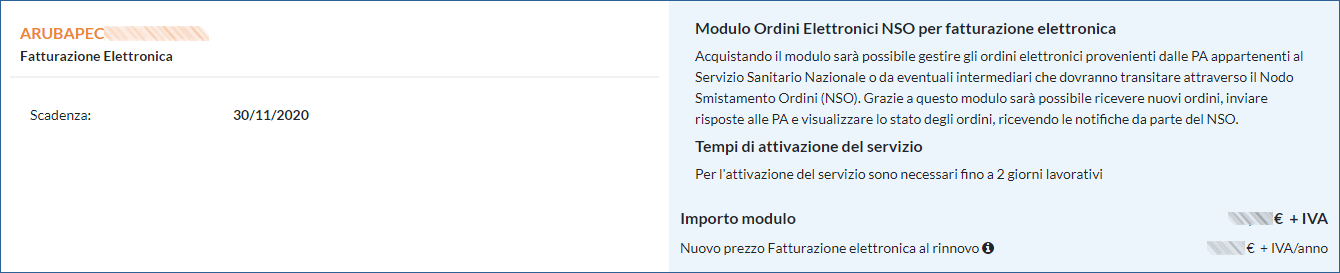 modulo ordini elettronici NSO per fatturazione elettronica