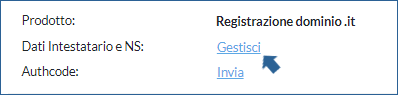 gestisci dati intestatario e NS
