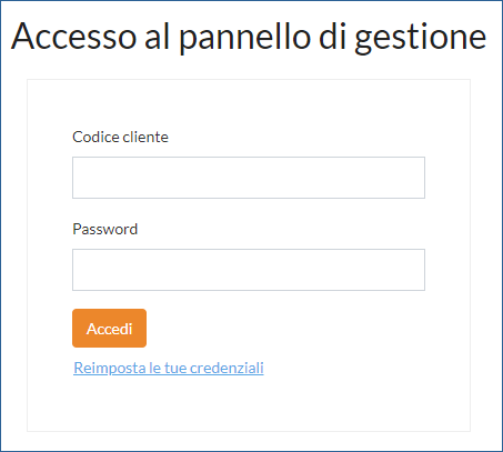 accesso al pannello di gestione