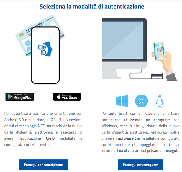L'immagine rappresenta le due modalità di autenticazione: con smartphone o computer