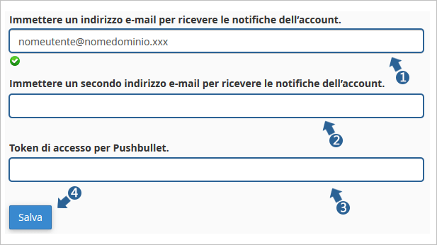salva indirizzo e-mail