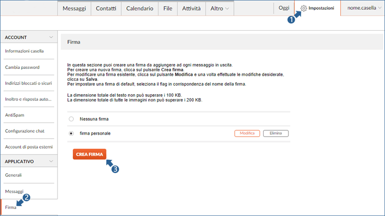 impostazioni firma