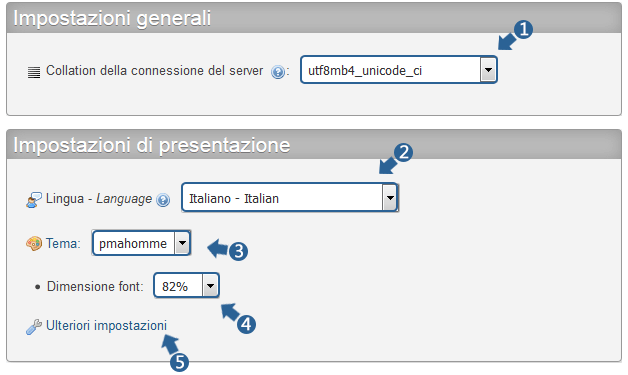 impostazioni generali e di presentazione